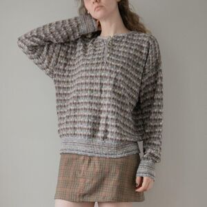 Vintage European Florence Tricot Knit Coogi Style Brown Beige Henley Sweater
